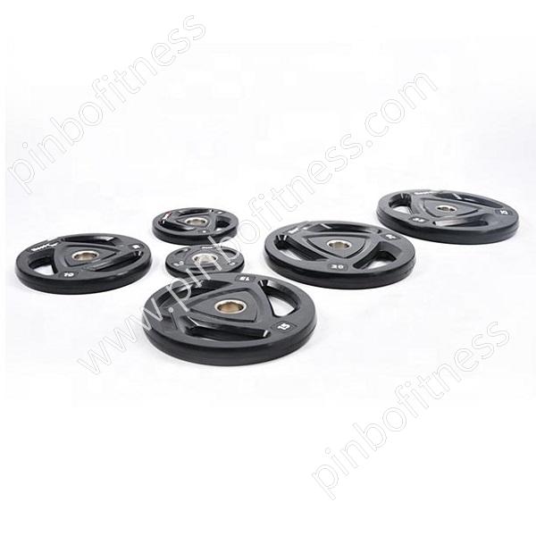FW-P016  Black 3-Grip Rubber Coated Olympic Weight Plate