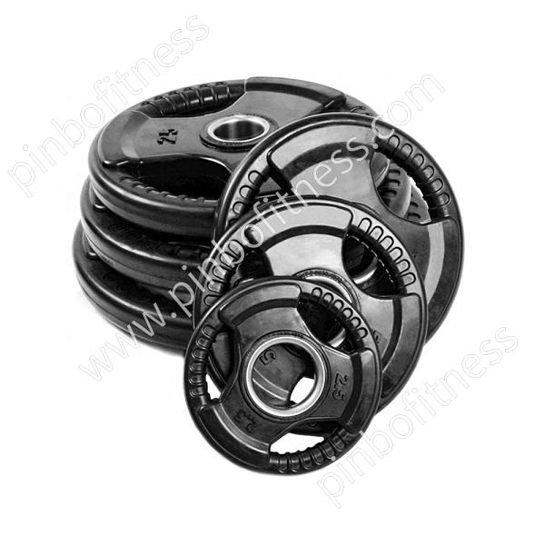 FW-P020  Black/Color 3-Grip Rubber Coated Olympic Weight Plate